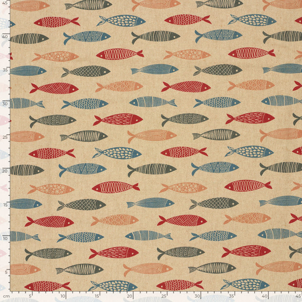 Leinen-Optik fabrik Fische Beige