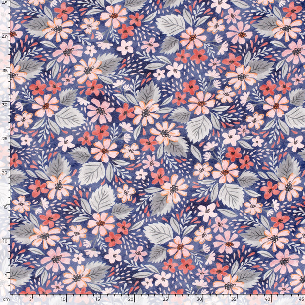 Sweat fabrik Blumen Marine