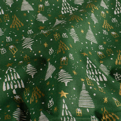 Katoen Poplin Kerstmis Groen