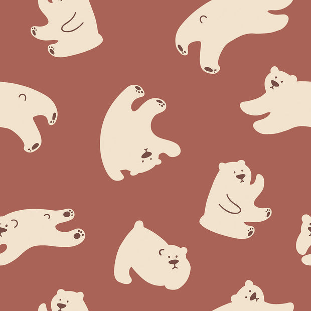 Terry Crepe fabric Bears Old Pink