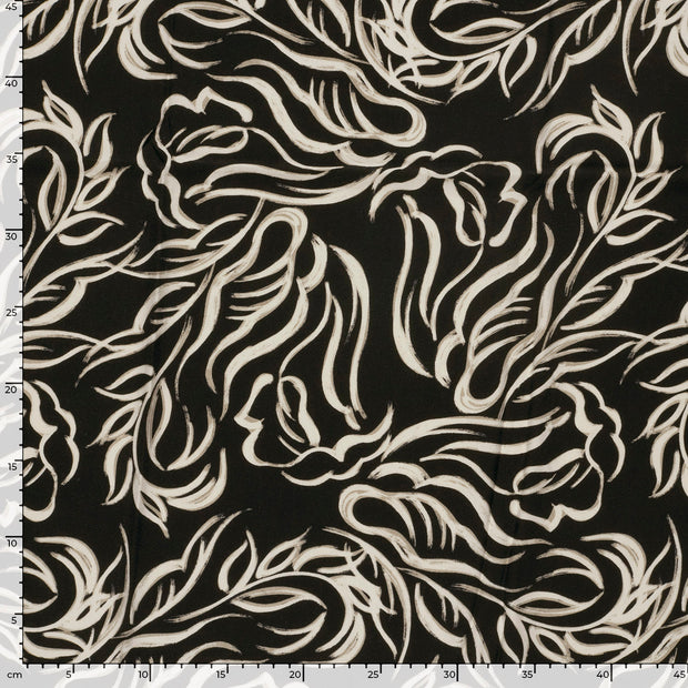 Sergé de Viscose tissu Abstrait Noir