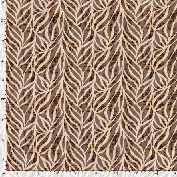 Geweven Katoen Viscose stof Bladeren Taupe grijs