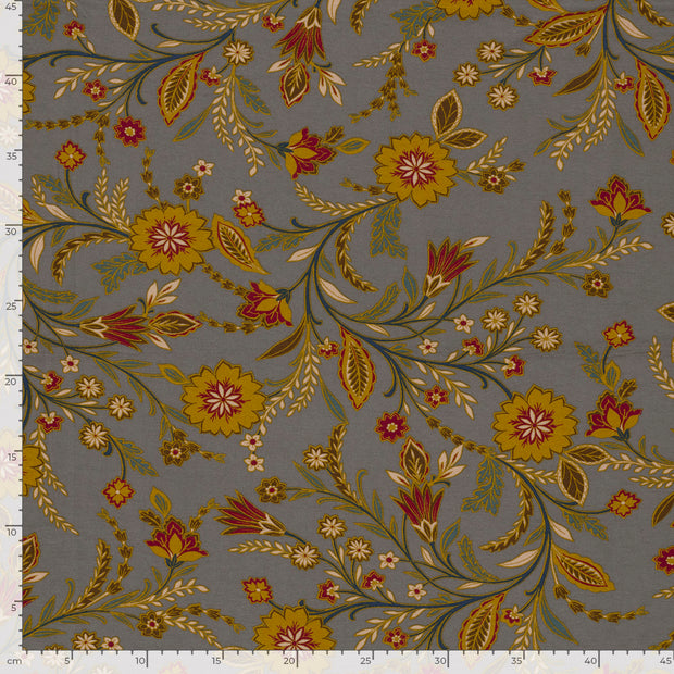 Viscose Vortex Jerséis tela Flores Gris pardo