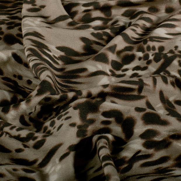Viscose Vortex Jersey fabric Leopards Grey
