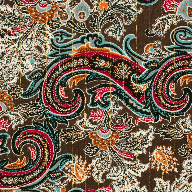 Borken Crepe fabric Paisley Dark Brown