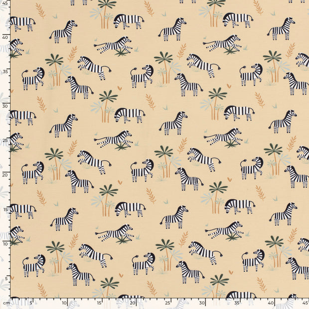 Baumwolle Jersey fabrik Zebras Beige