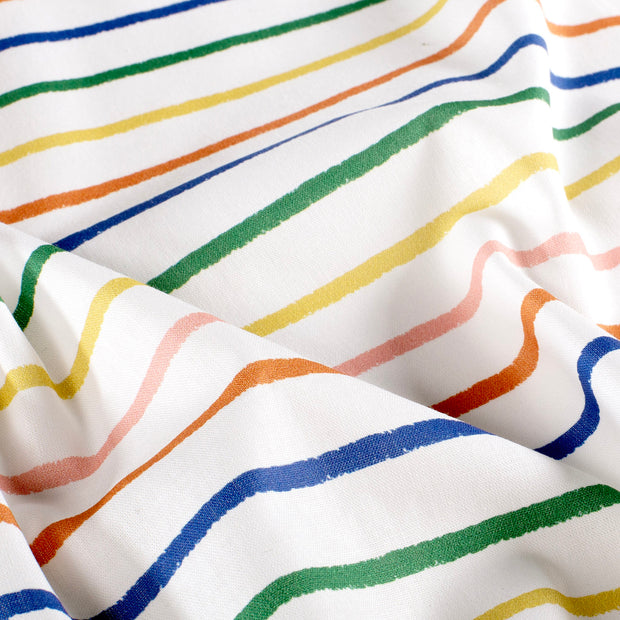 Cotton Poplin fabric Stripes White