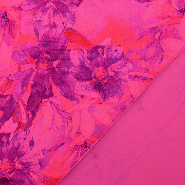 Viscose Satijn stof Roze digitaal bedrukt 