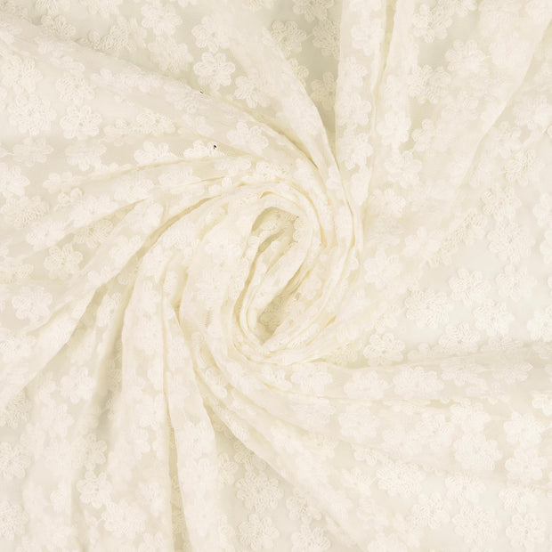 Mesh fabric White embroidered 