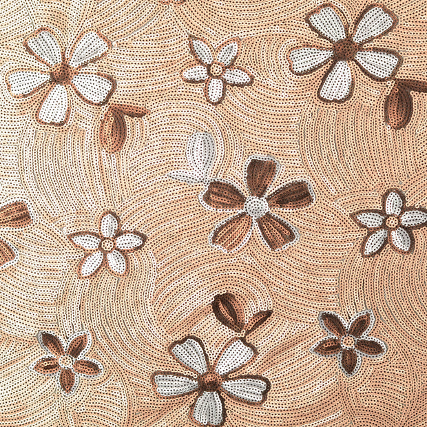 Tüll fabrik Blumen Beige