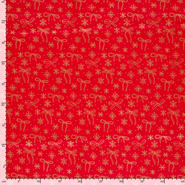 Algodón Popelina tela Navidad Rojo