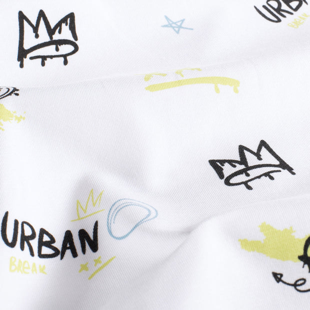 Jersey de Coton tissu Graffiti Blanc