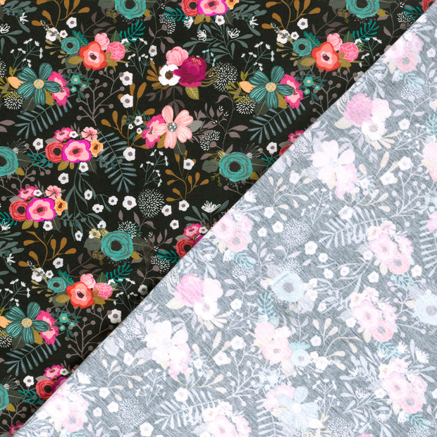 Jersey fabric Flowers digital printed 