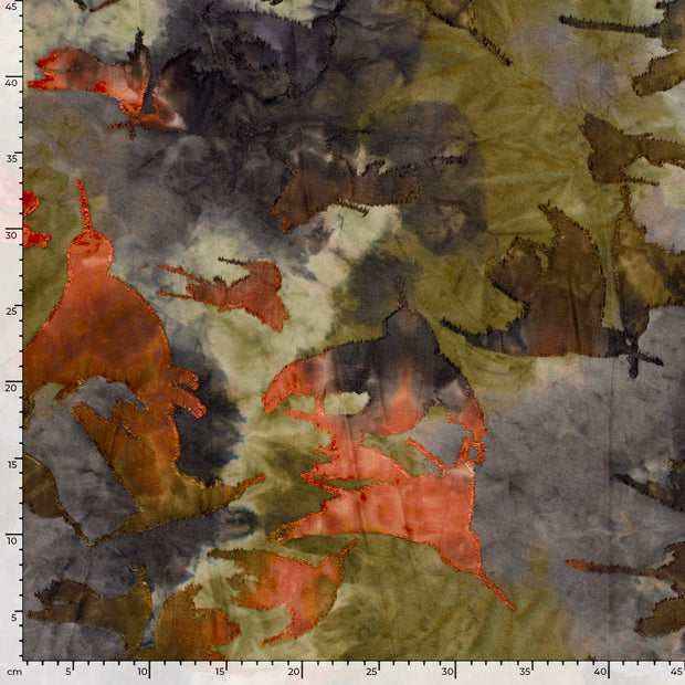 Burnout Jacquard fabrik Blumen Khaki-Grün