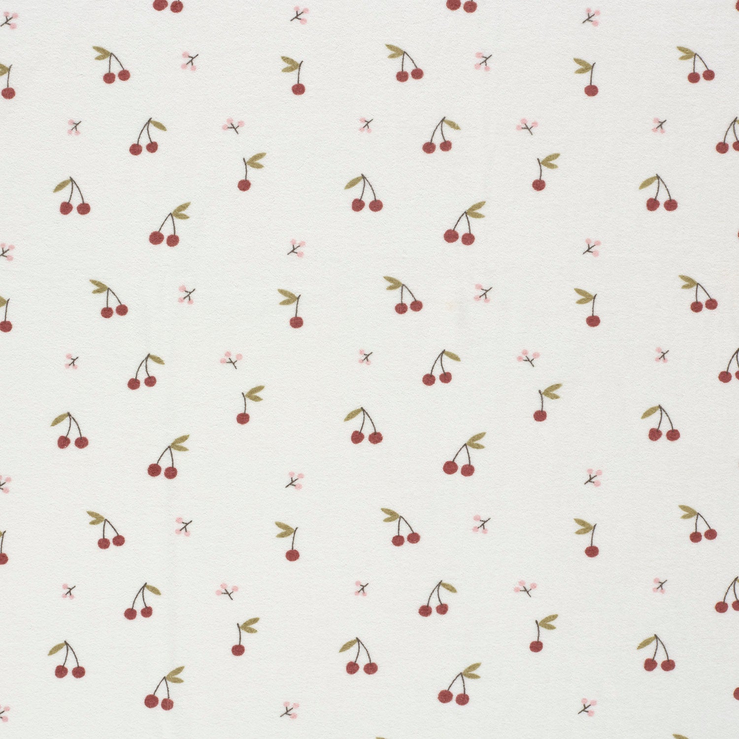 Stretch terry fabric Cherries Off White | Wholesale fabrics