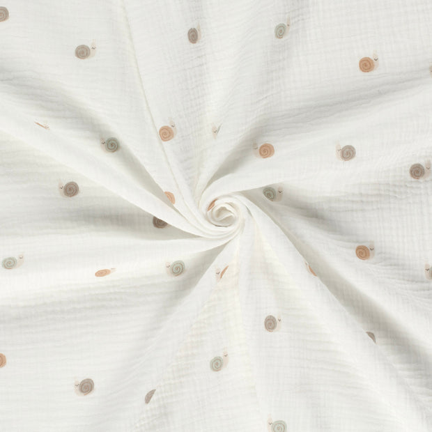 Muslin fabric Off White dyed and printed 