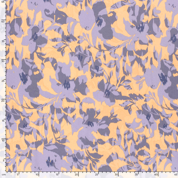 Viscose Satin fabric Flowers Lila