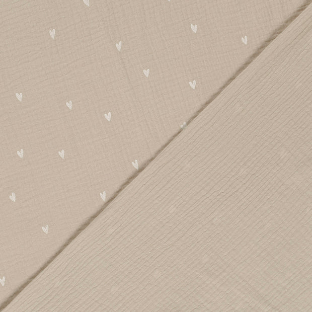 Muslin fabric Hearts dyed and printed 
