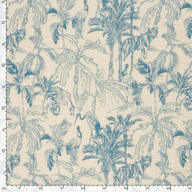 Muslin fabric Jungle Cobalt