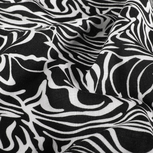 Woven Viscose Linen fabric Zebras Black
