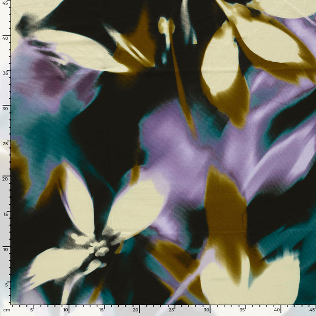Viscose Vortex Jersey fabric Flowers Petrol