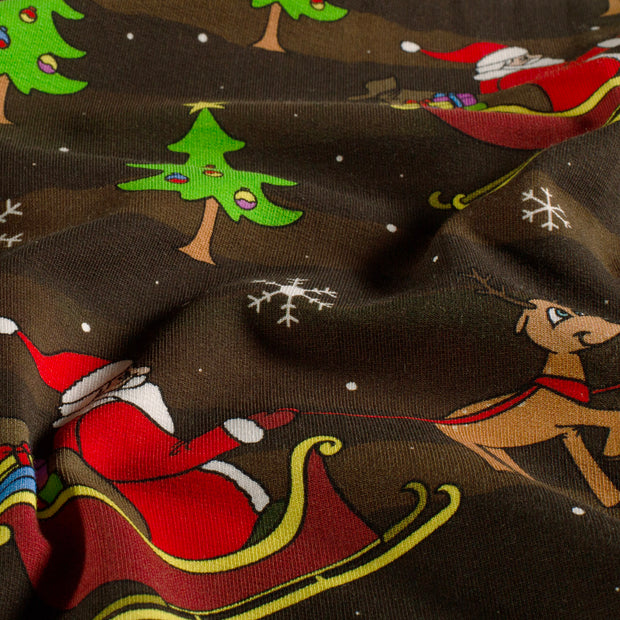 French Terry fabric Christmas Brown