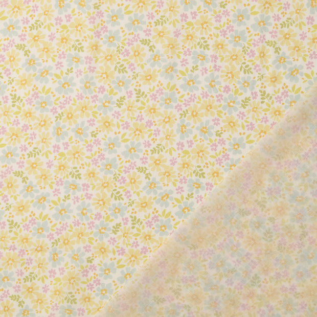 Voile tissu Jaune imprimé numérique 