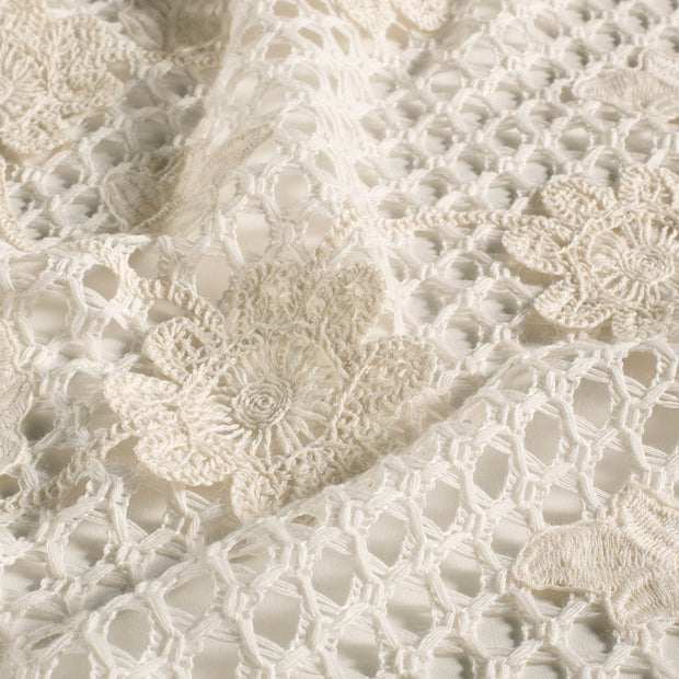  tissu fleurs Blanc cassé