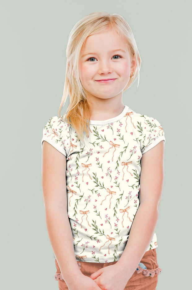 Cotton Jersey GOTS organic fabric Flowers Off White