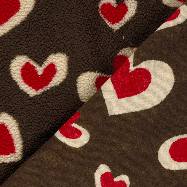 Sherpa Fleece fabric Hearts printed 