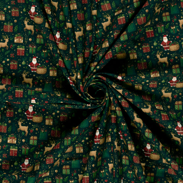 Cotton Poplin fabric Navy digital printed 