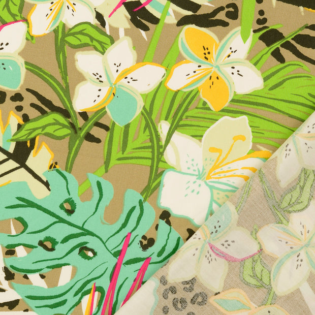 Viscosa Poplin tela Flores 