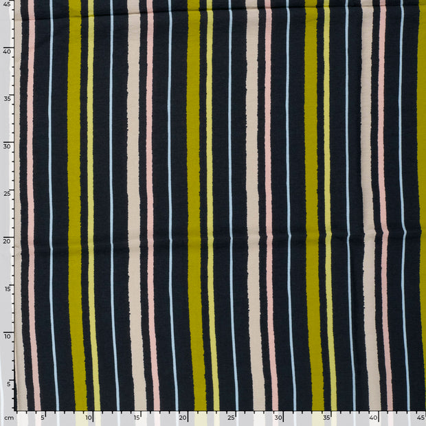 Viscose Nylon Crepe stof Strepen Marine