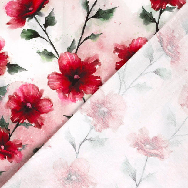 Jersey fabric Flowers digital printed 