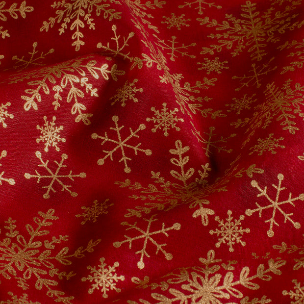 Popeline de Coton tissu Noël Rouge