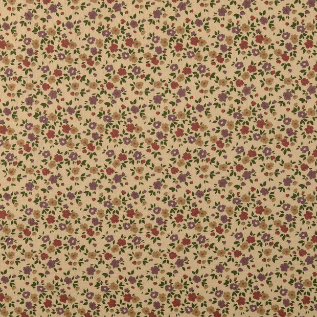 Cotton Poplin fabric Flowers Nude