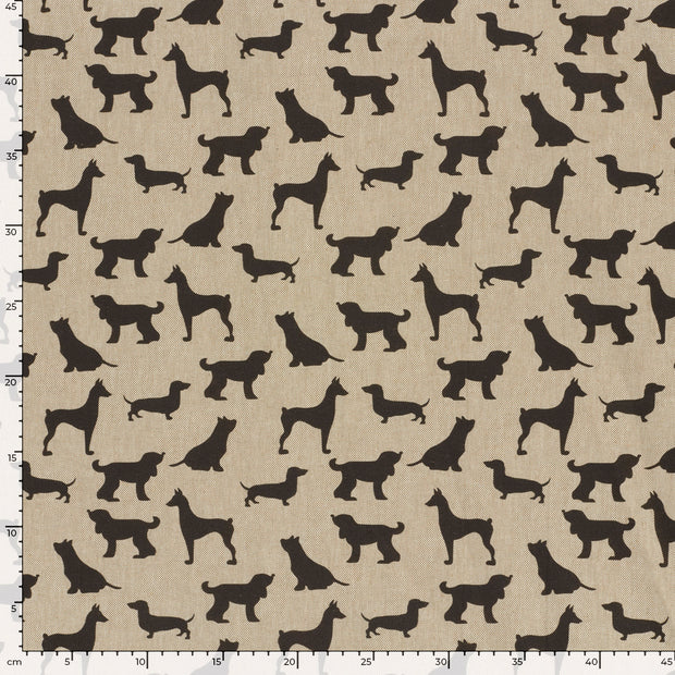 Linen Look fabric Dogs Black