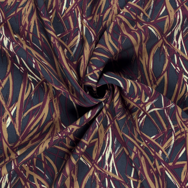 Woven Cotton Linen fabric Navy printed 