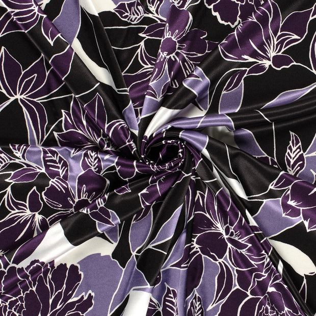Satin fabric Purple printed 