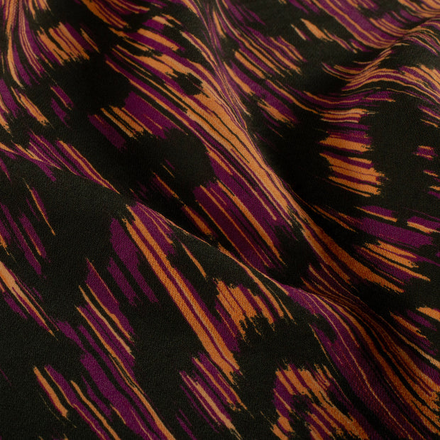 Viscose Nylon Crepe tissu fleurs Aubergine