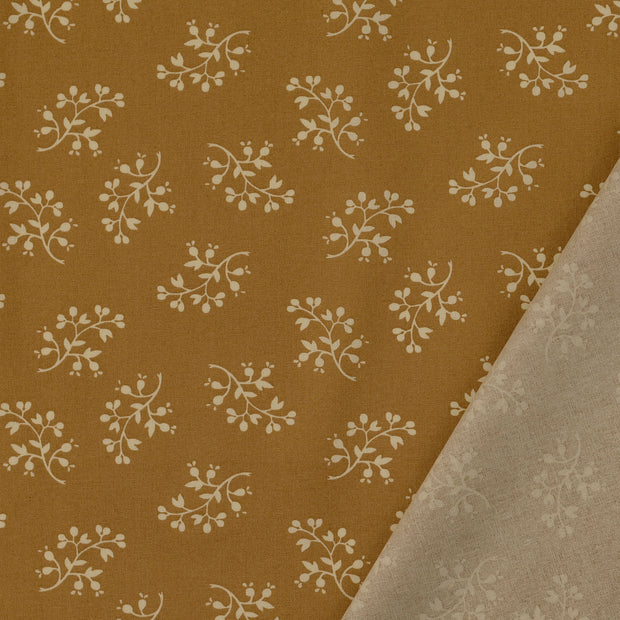 Cotton Poplin fabric Beige printed 