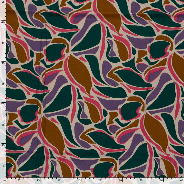 Satin fabric Abstract Navy