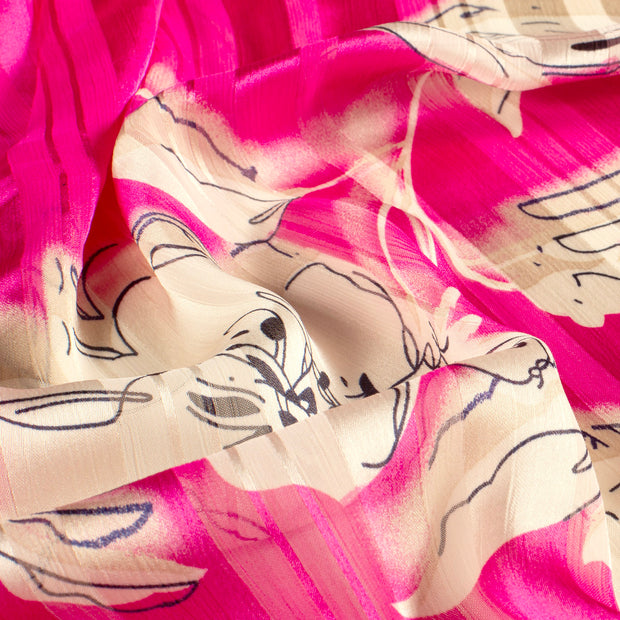 Chiffon fabric Flowers Fuchsia