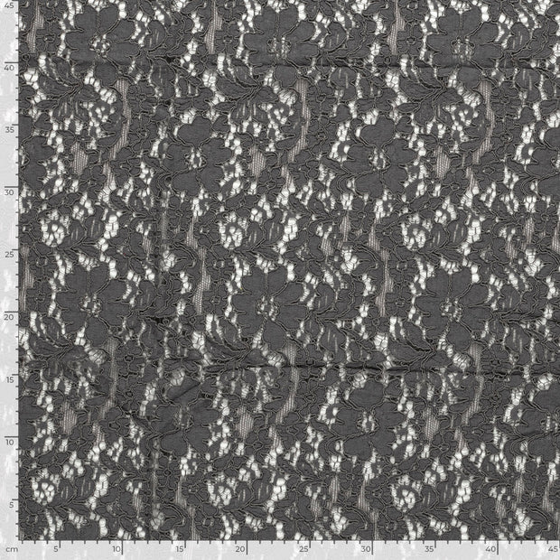 Lace fabric Flowers Dark Grey