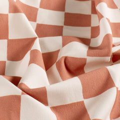 French Terry GOTS organic digital printed Checks Old Pink