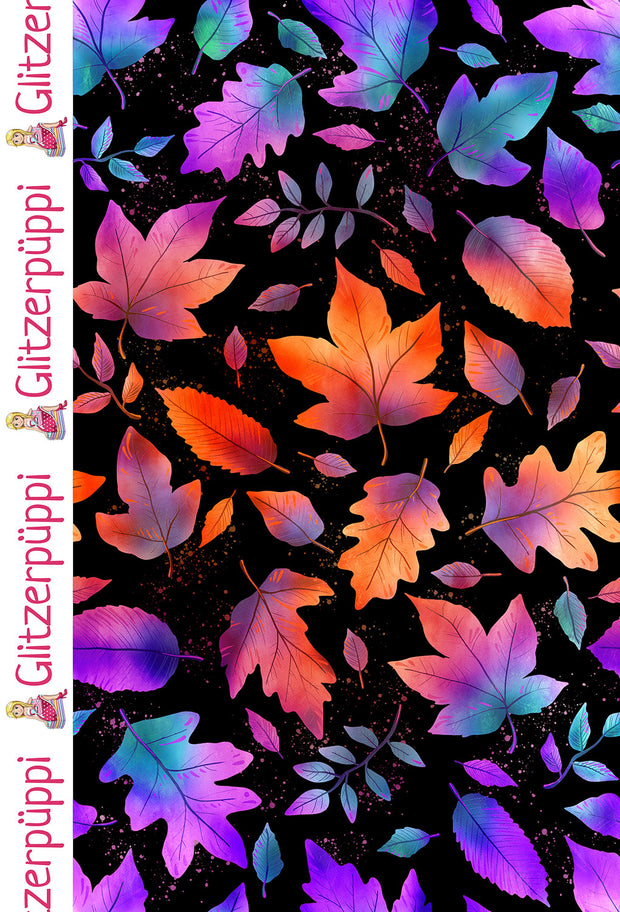 French Terry tissu Feuilles Orange