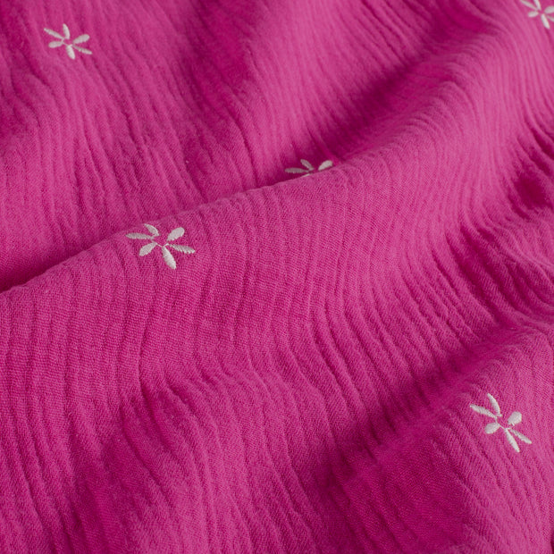Muslin fabric Flowers Fuchsia