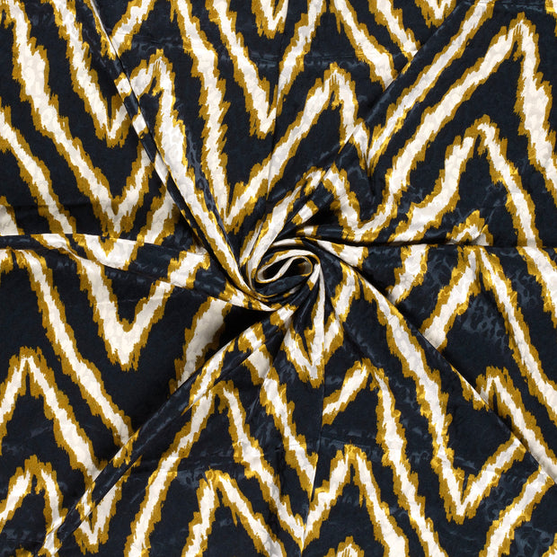 Satin Jacquard fabric Navy printed 