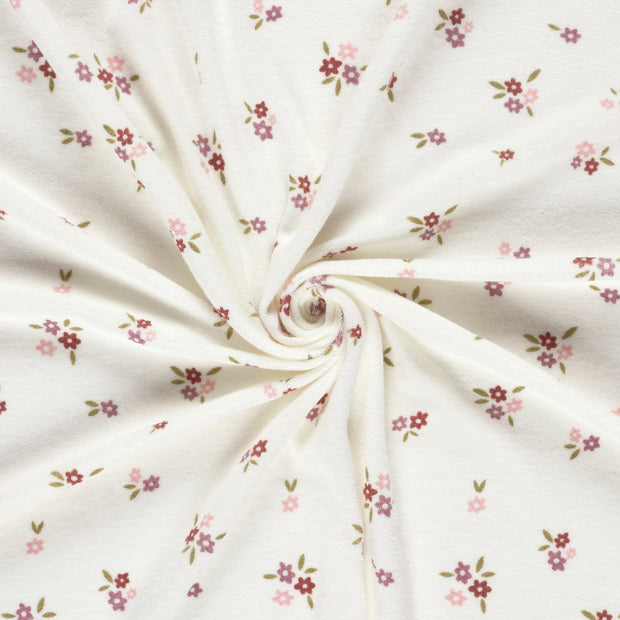 Stretch terry fabric Off White printed 