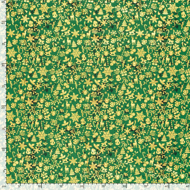 Algodón Popelina tela Ornamentos Verde